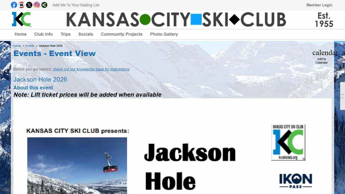 Jackson Hole 2026 - Events - Kansas City Ski Club